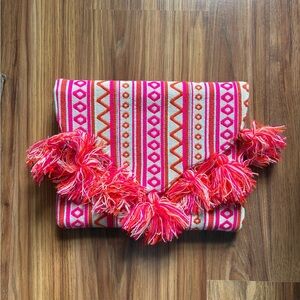 NWT Mud Pie Pink and Orange Patterned Clutch